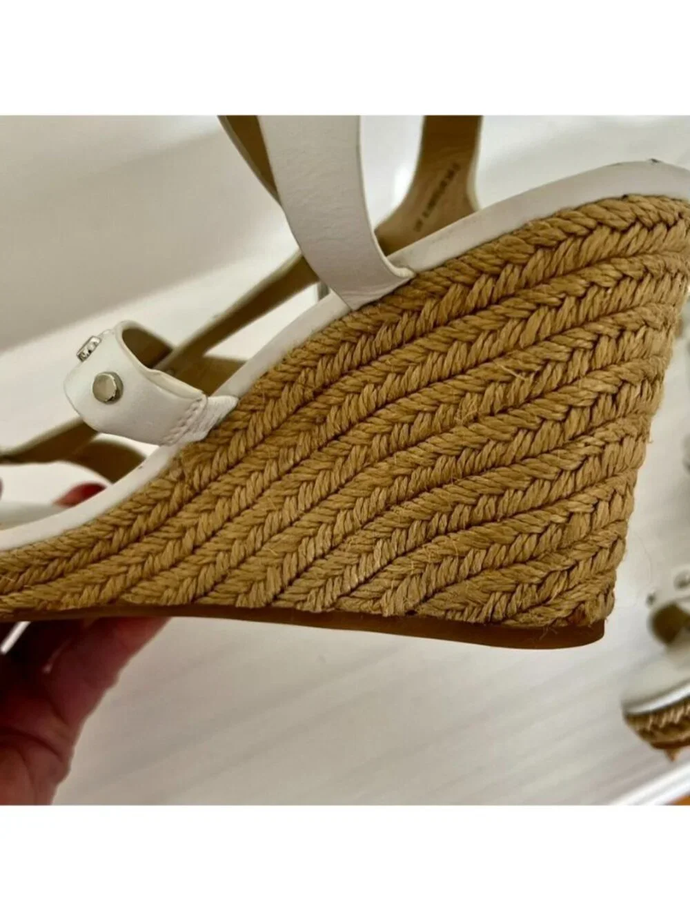 Via Spiga Womens 8.5 White Studded Espadrille Wedge Sandals Vacation Resort
